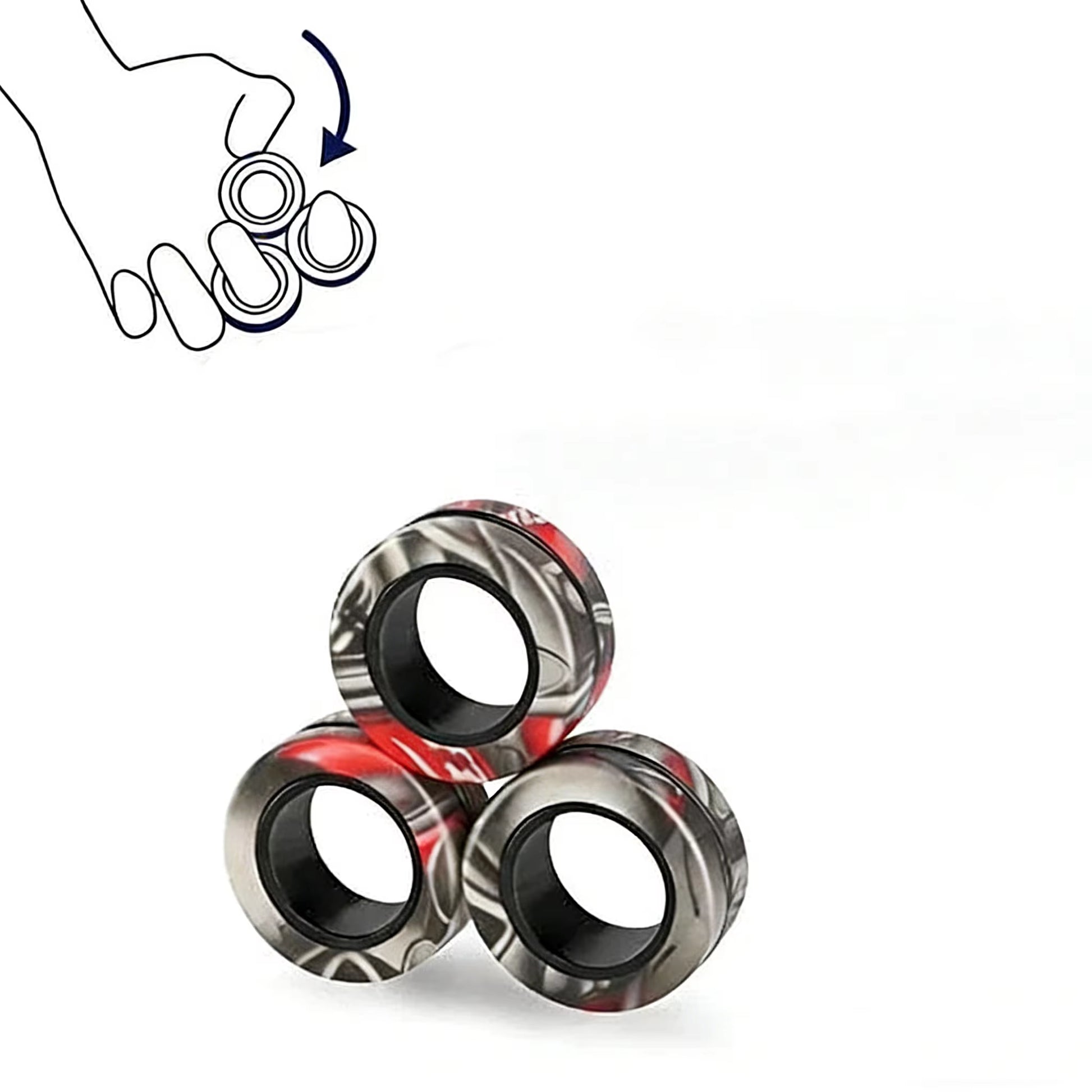 Magnetic Rings Fidget Toy Set Adult Fidget Magnets Spinner Rings Fidget Pack Great Gift for Adults Teens Kids (3PCS)